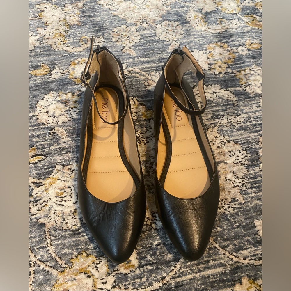 Me Too ankle strap point leather flats
